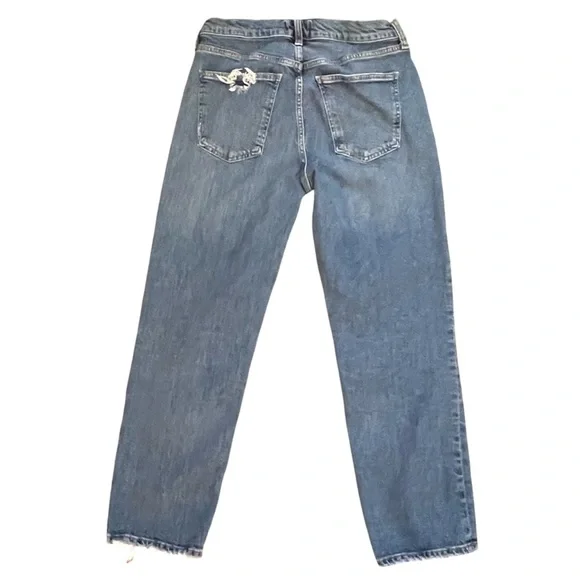 Agolde Kye Mid Rise Straight Ankle Crop Medium Blue Denim Jeans Women's Size 29